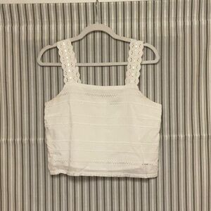 White TOPSHOP Cotton Eyelet Box Tank Top